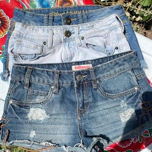 3 pairs of denim shorts